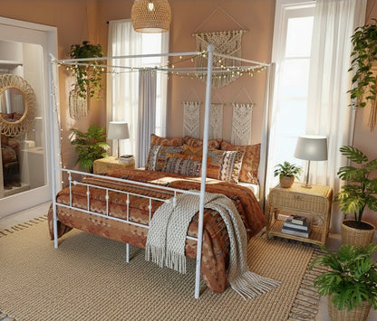 Anniston Queen Size Canopy Bed - White