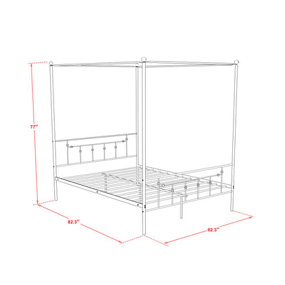 Anniston Queen Size Canopy Bed - White