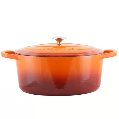7-Quart Enameled Orange Cast Iron Dutch Oven with Lid