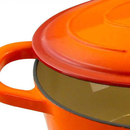 7-Quart Enameled Orange Cast Iron Dutch Oven with Lid