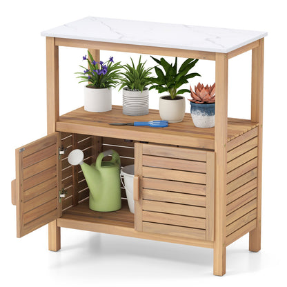Outdoor Acacia Wood Garden Potting Station