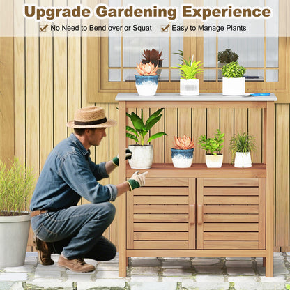 Outdoor Acacia Wood Garden Potting Station