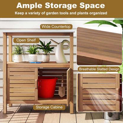 Outdoor Acacia Wood Garden Potting Station