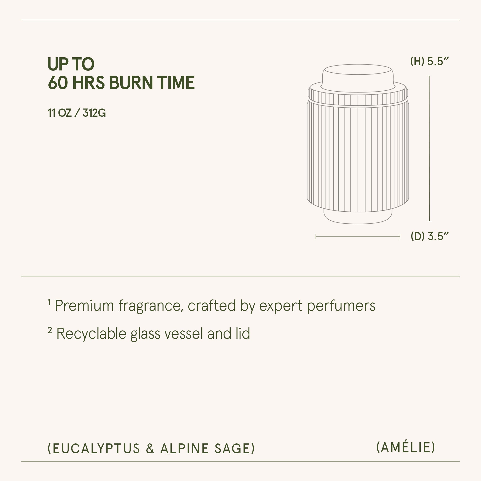 Amélie –  Eucalyptus &amp; Alpine Sage Candle