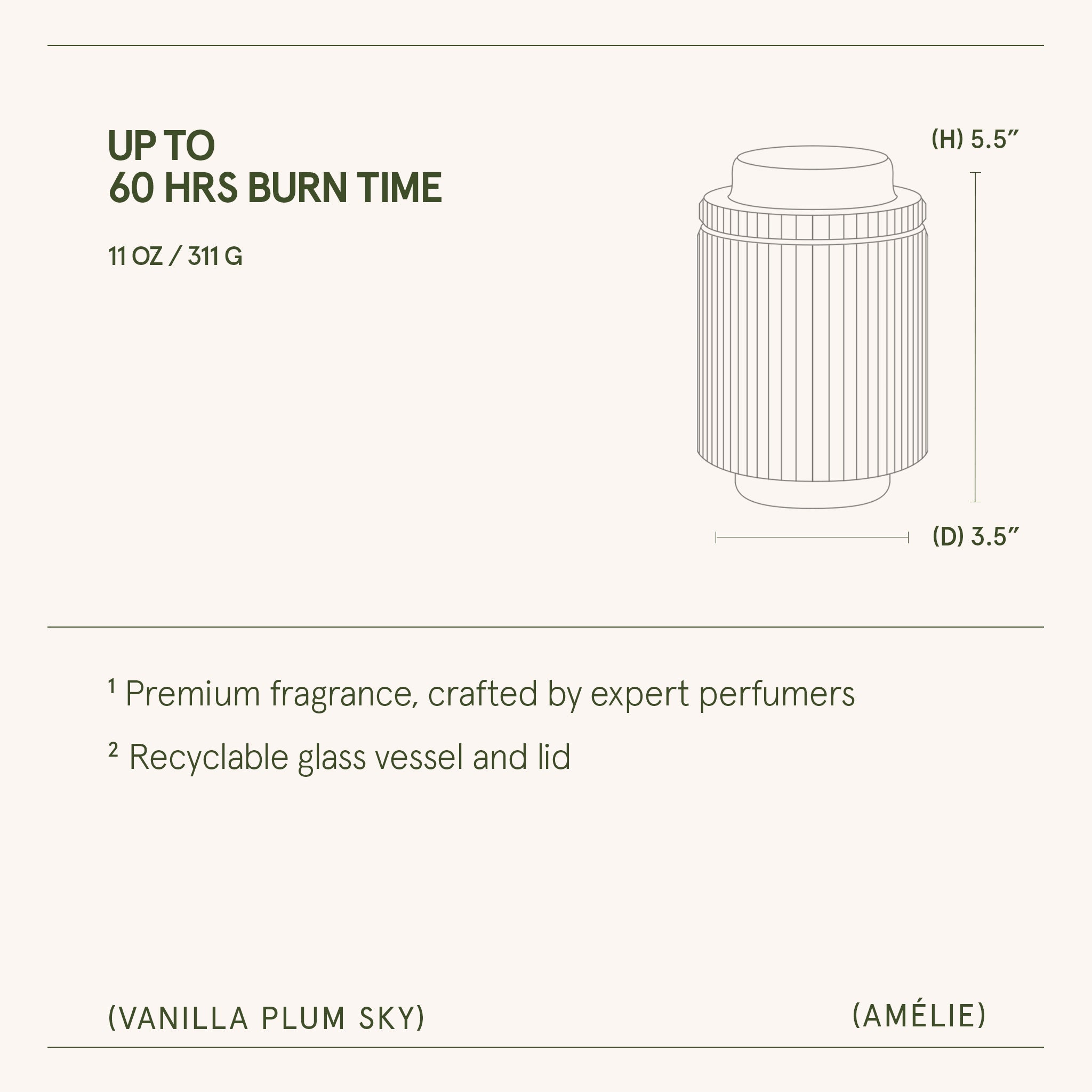 Amélie – Vanilla Plum Sky 11oz Candle