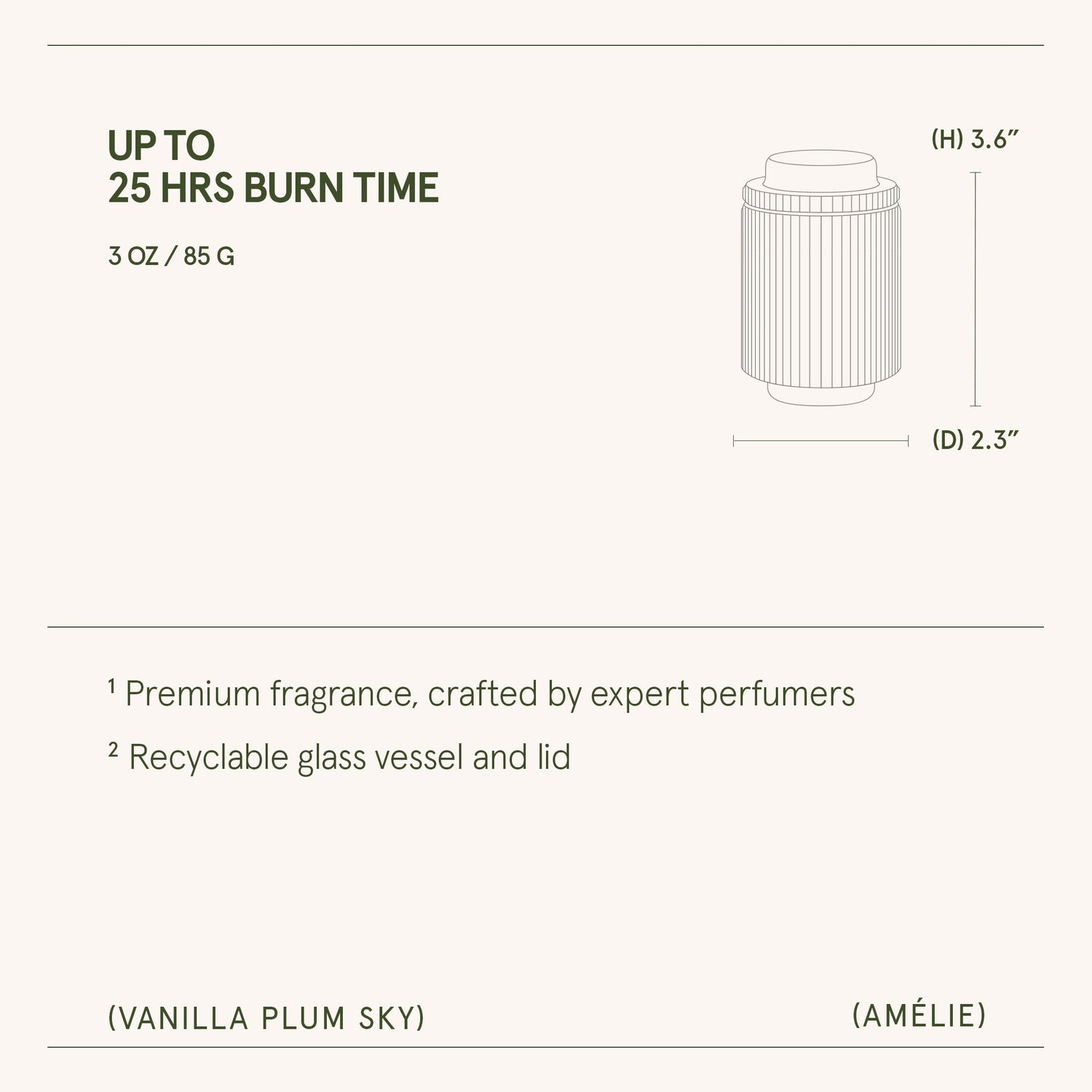 Amélie – Vanilla Plum Sky 3oz Candle