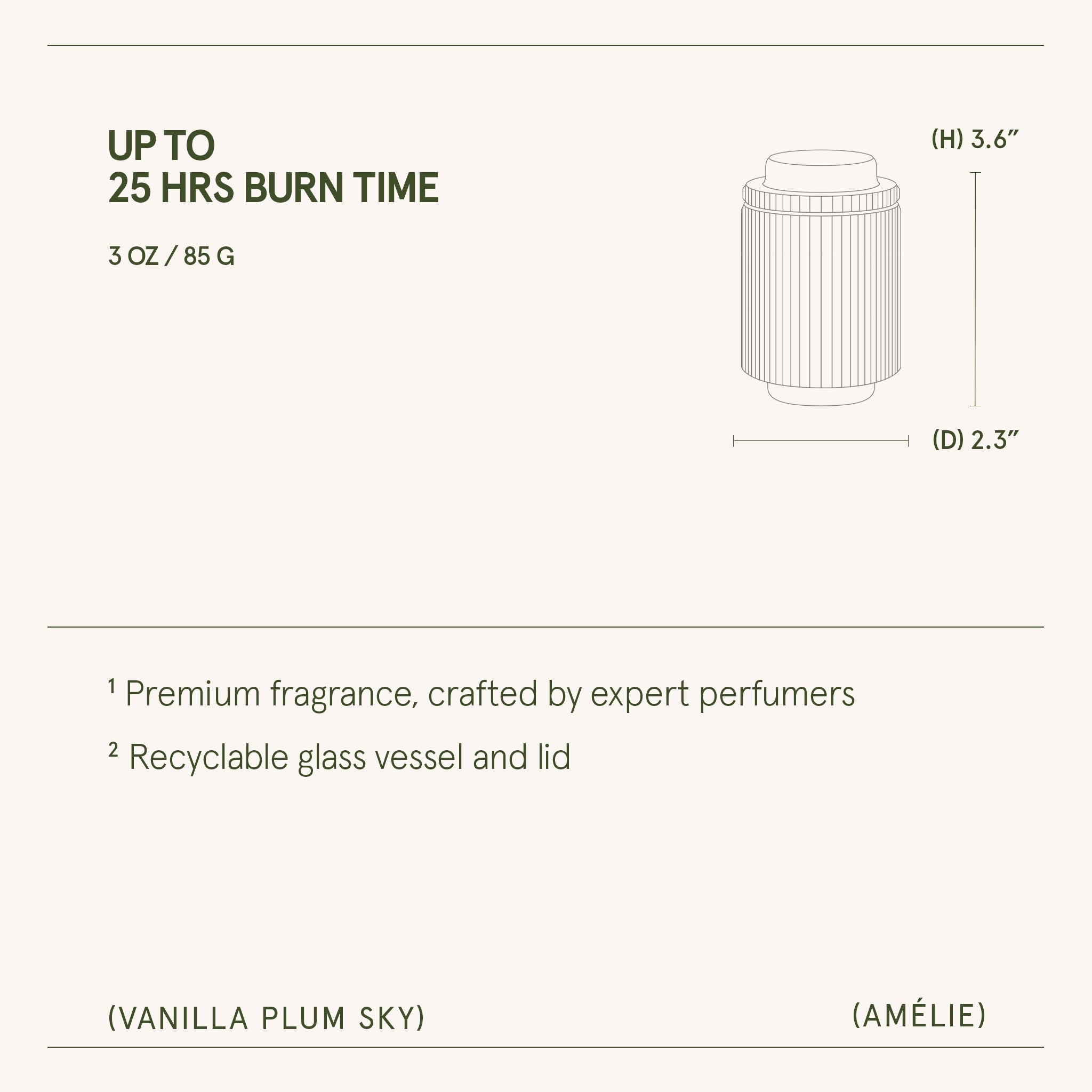 Amélie – Vanilla Plum Sky 3oz Candle