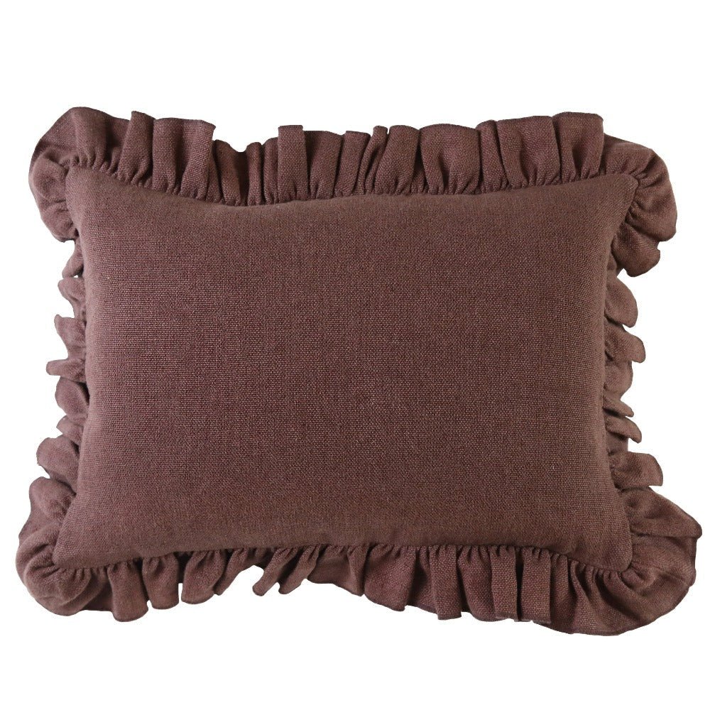 Anita Linen Solid Throw Pillow Cover - Ruby Ruffled