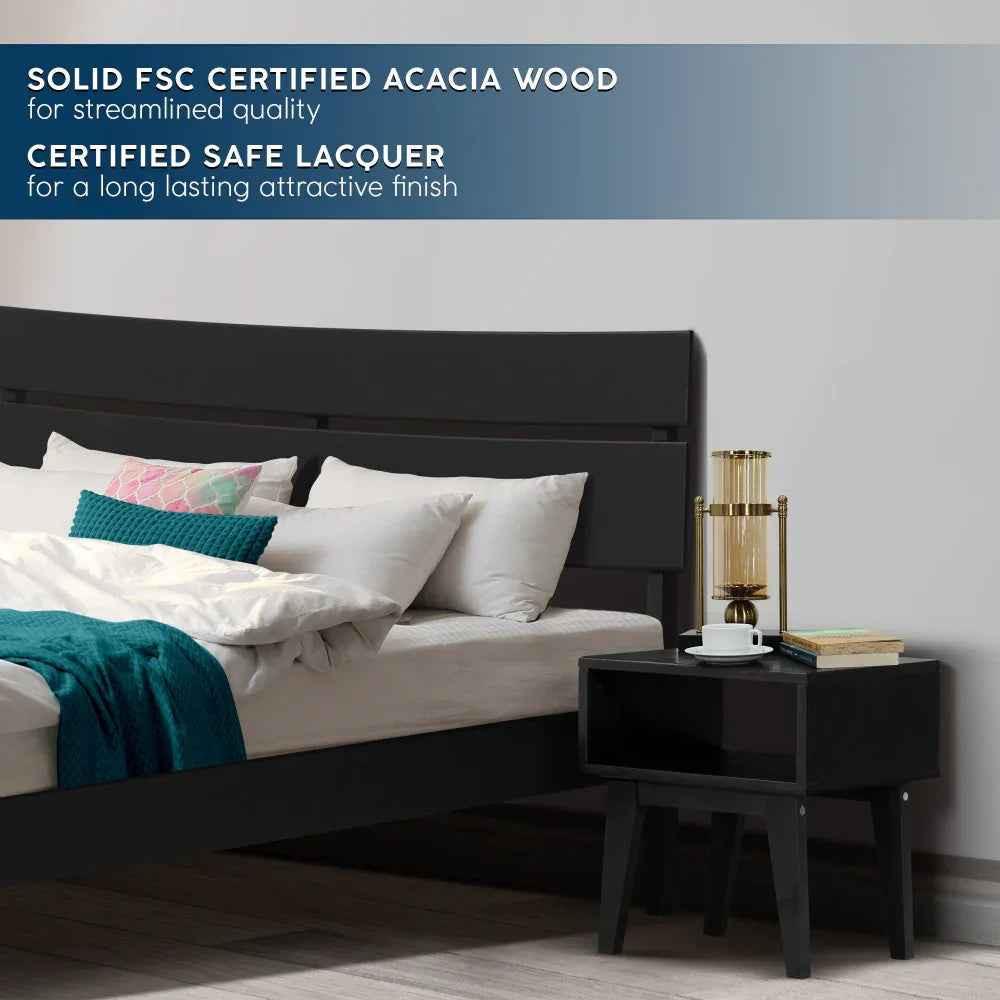 Aurora Acacia Bed Frame & Nightstand Set - 2 Finishes