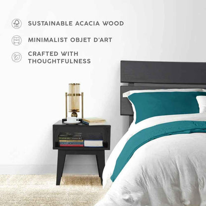 Aurora Acacia Bed Frame &amp; Nightstand Set - 2 Finishes
