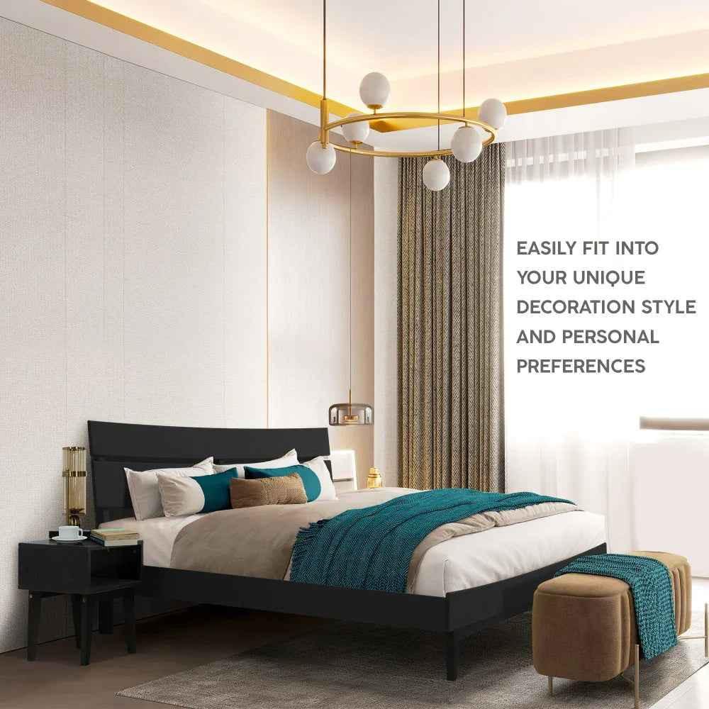 Aurora Acacia Bed Frame &amp; Nightstand Set - 2 Finishes