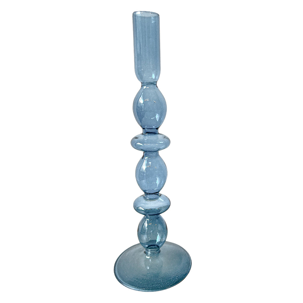 Azure Blue Candle Holder -  2 Pc Set