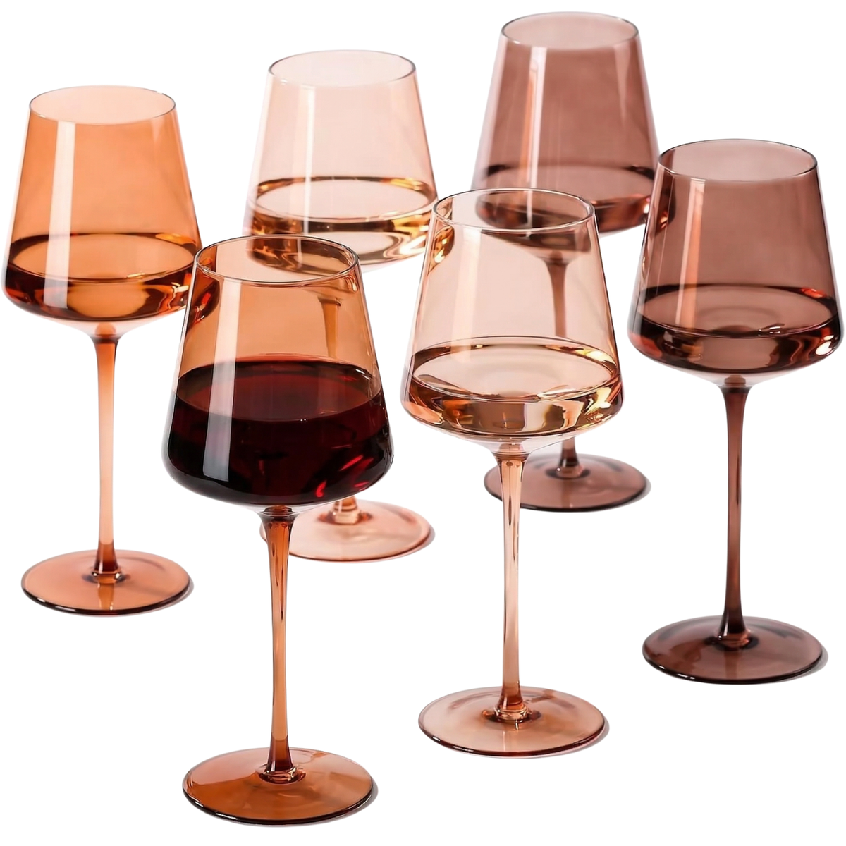 Venus Wine Glasses, Set of 6, Brown Shades, 22.3oz