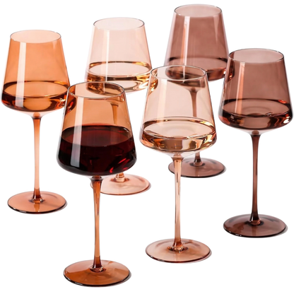 Venus Wine Glasses, Set of 6, Brown Shades, 22.3oz
