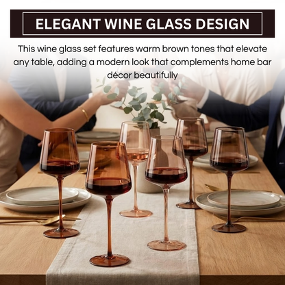 Venus Wine Glasses, Set of 6, Brown Shades, 22.3oz