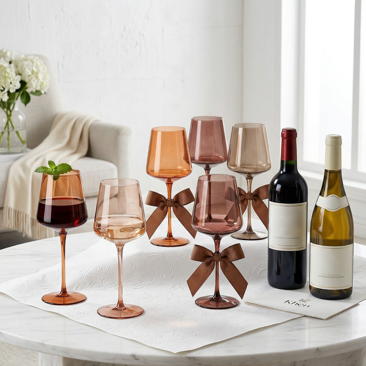 Venus Wine Glasses, Set of 6, Brown Shades, 22.3oz