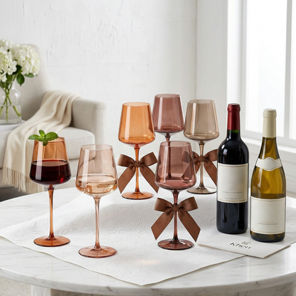 Venus Wine Glasses, Set of 6, Brown Shades, 22.3oz