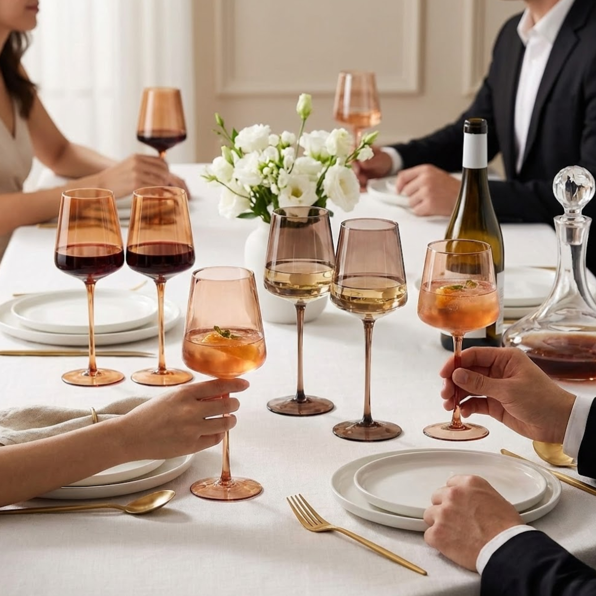 Venus Wine Glasses, Set of 6, Brown Shades, 22.3oz