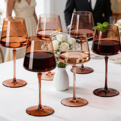 Venus Wine Glasses, Set of 6, Brown Shades, 22.3oz