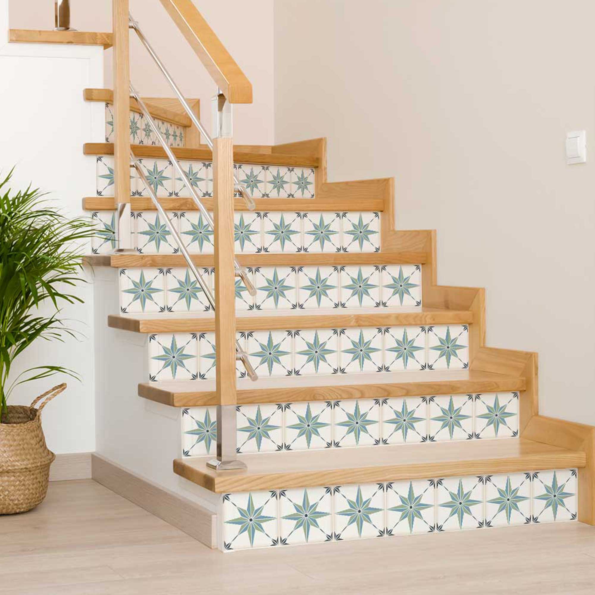 Vintage Star Pattern, Blue and Green - Model B61