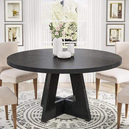 Modern Farmhouse 47-inch Round Dining Table in Black Wood Finish