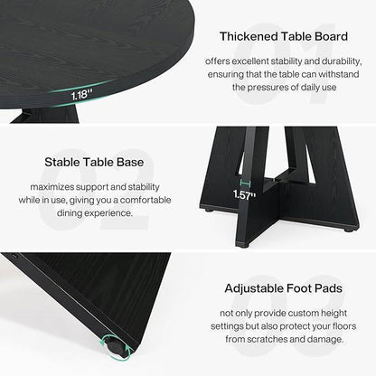 Modern Farmhouse 47-inch Round Dining Table in Black Wood Finish