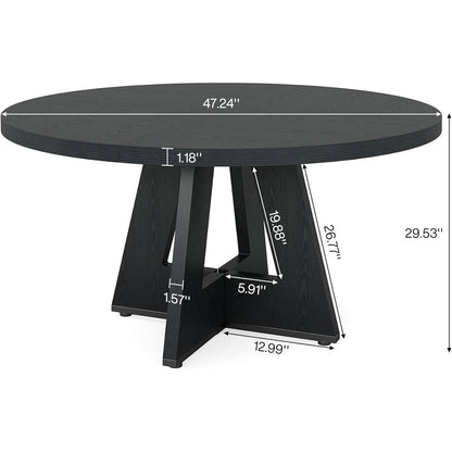 Modern Farmhouse 47-inch Round Dining Table in Black Wood Finish