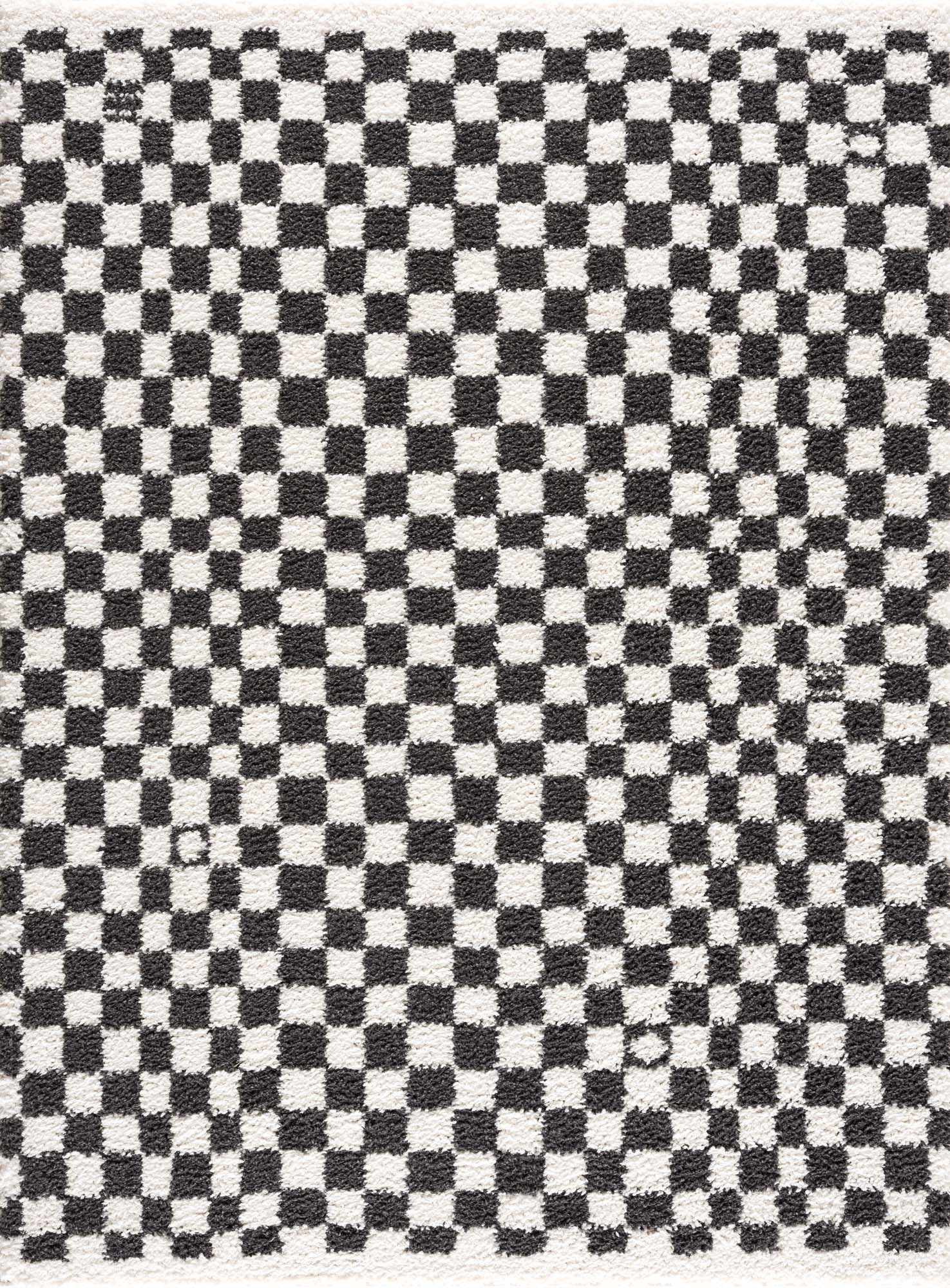 Kieu Black &amp; White Checkered Shag Rug