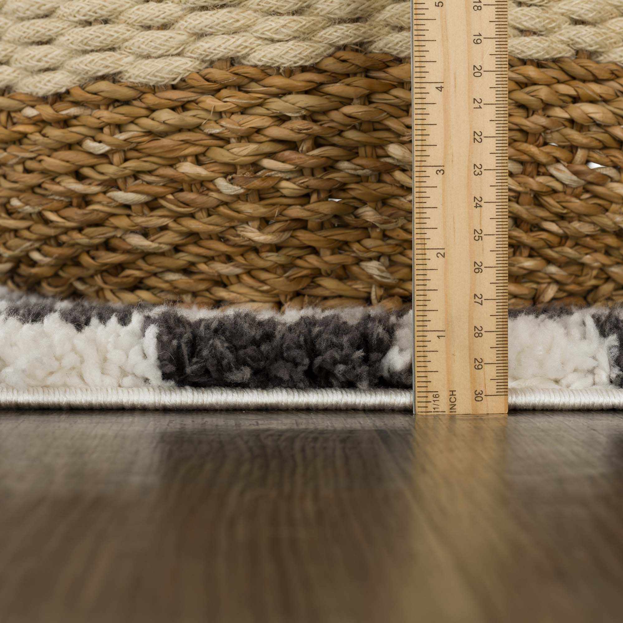 Kieu Black &amp; White Checkered Shag Rug