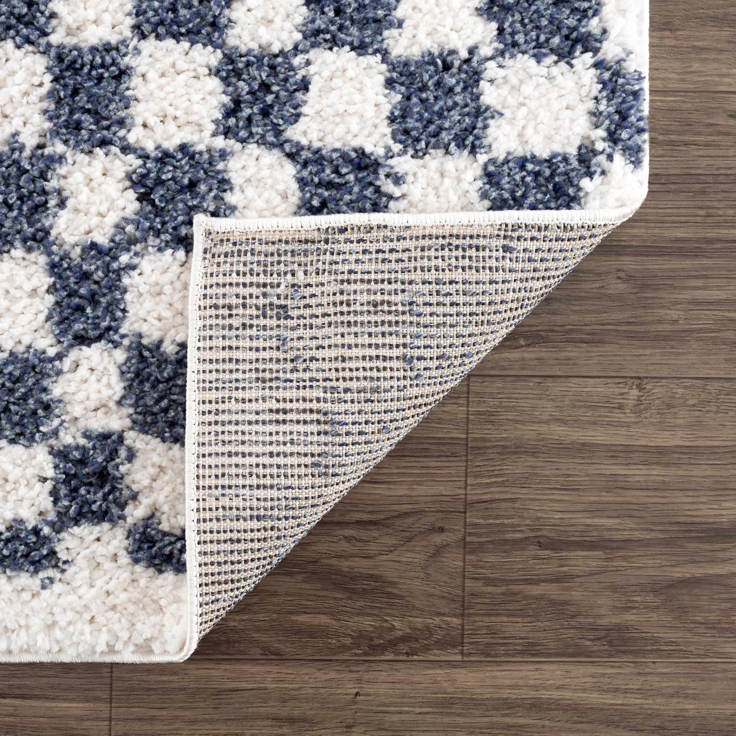 Kieu Blue &amp; White Checkered Area Rug