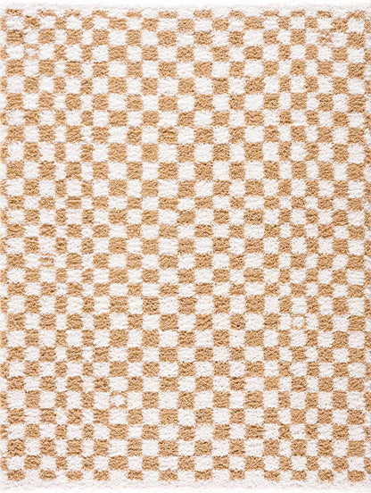 Kieu Mustard &amp; Ivory Checkered Area Rug