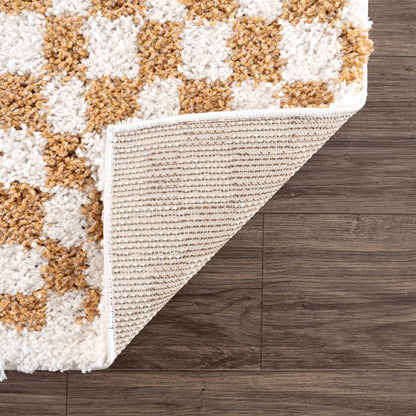 Kieu Mustard &amp; Ivory Checkered Area Rug