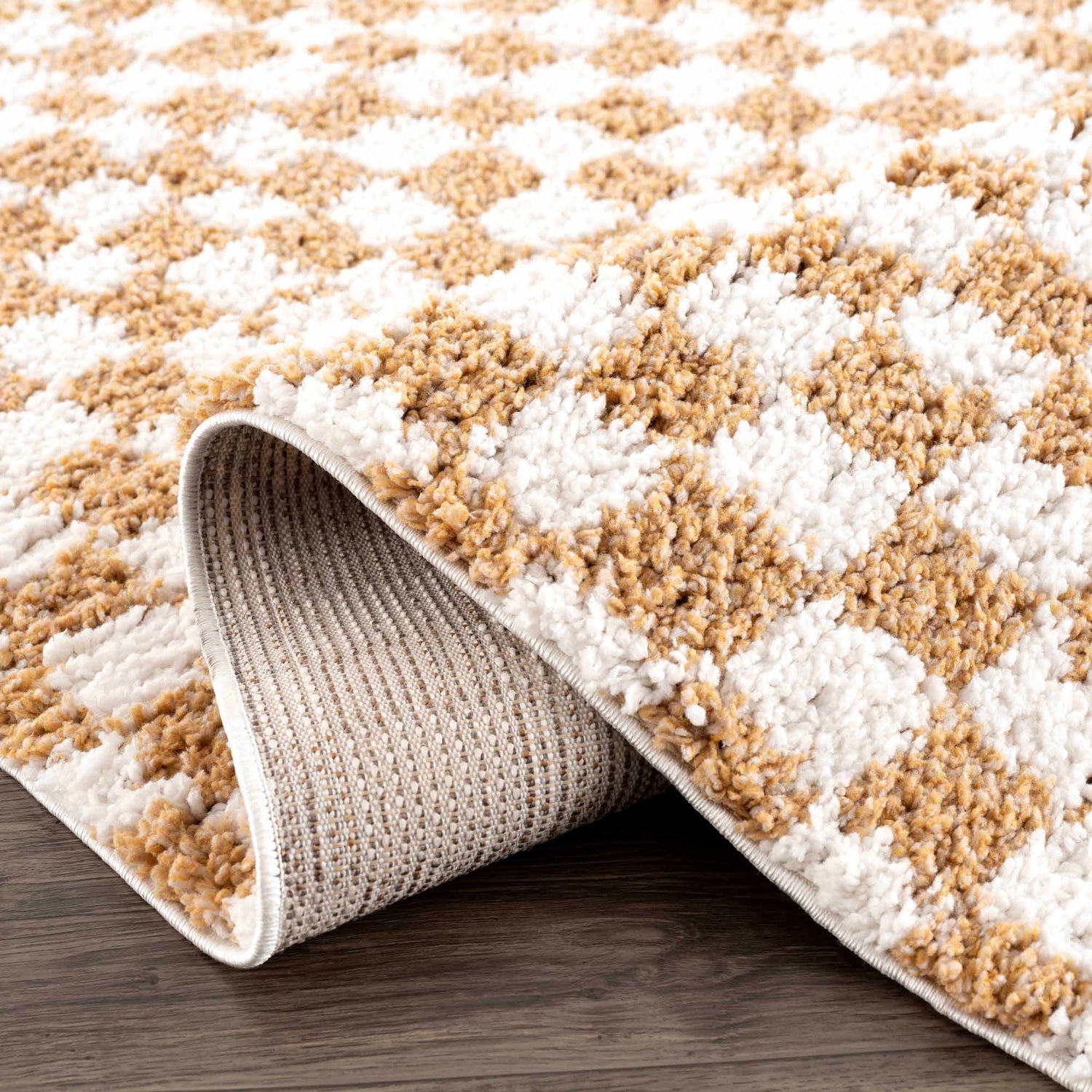 Kieu Mustard &amp; Ivory Checkered Area Rug