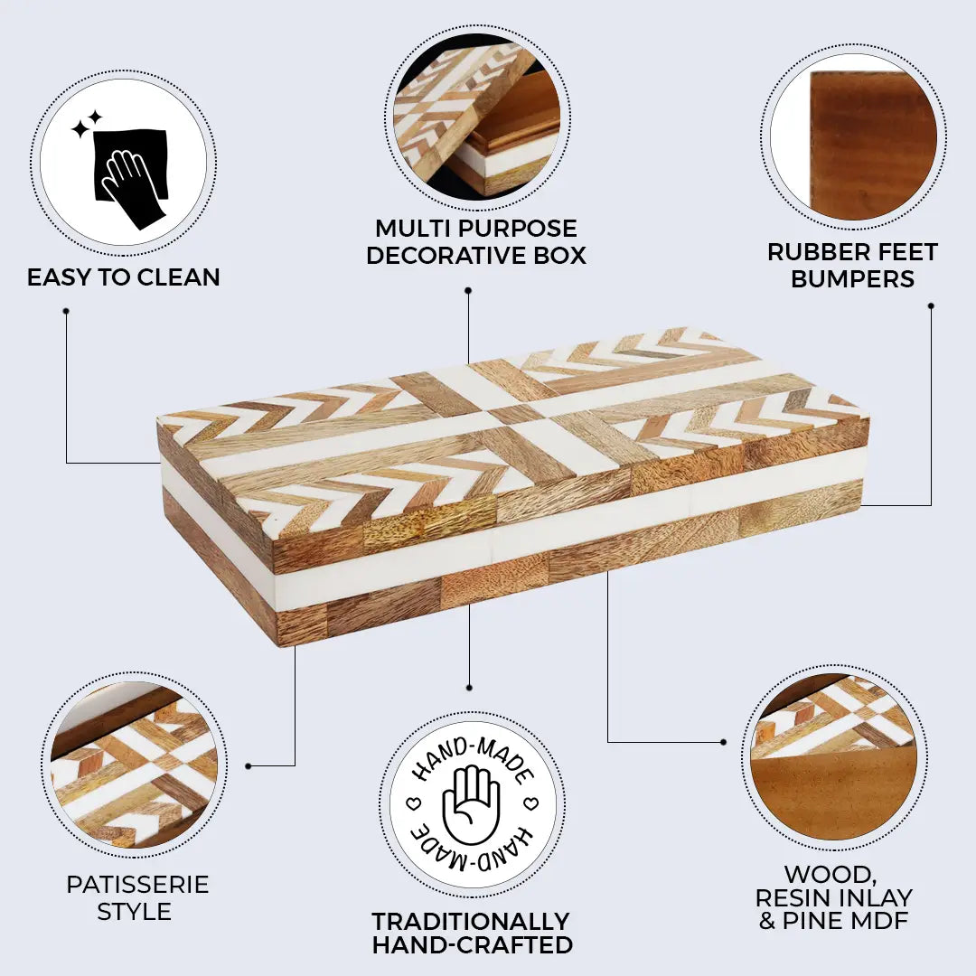 Patisserie Adorn Resin Wood Inlay Decorative Storage Box