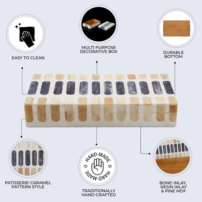 Patisserie Caramel Bone Resin Inlay Decorative Boxes