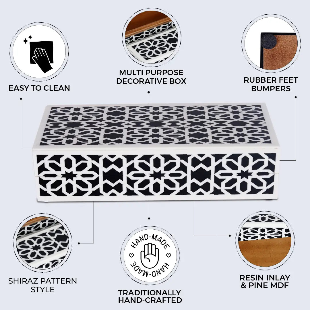 Shiraz Design Handcrafted Decorative Boxes in Black &amp; White