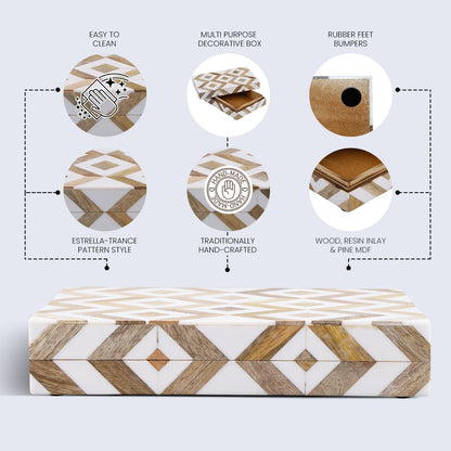 Marquet Array Wood &amp; Resin Inlay Handcrafted Decorative Boxes