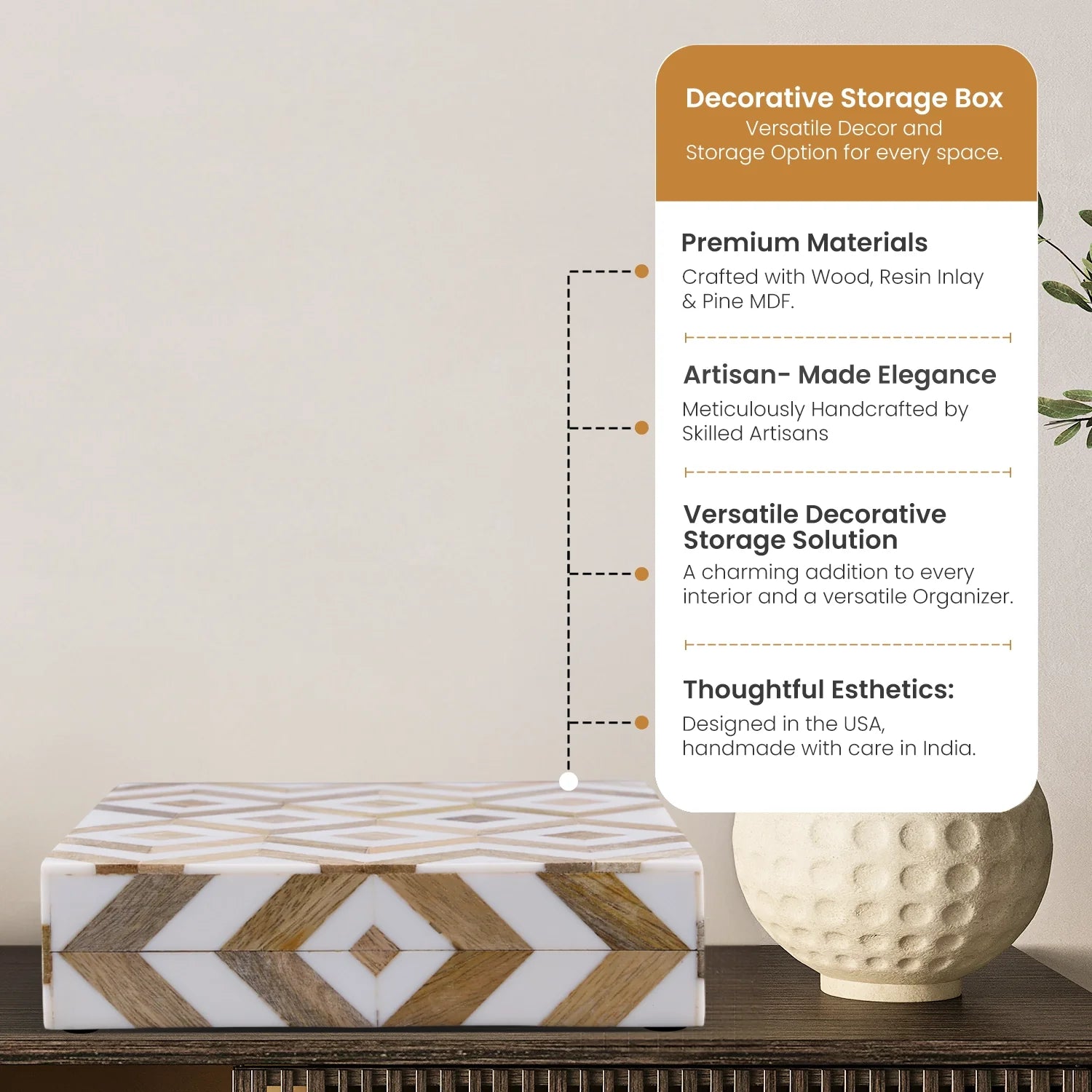 Marquet Array Wood &amp; Resin Inlay Handcrafted Decorative Boxes