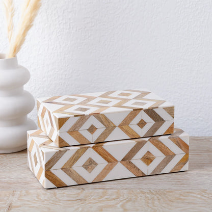 Marquet Array Wood &amp; Resin Inlay Handcrafted Decorative Boxes