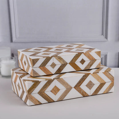 Marquet Array Wood &amp; Resin Inlay Handcrafted Decorative Boxes