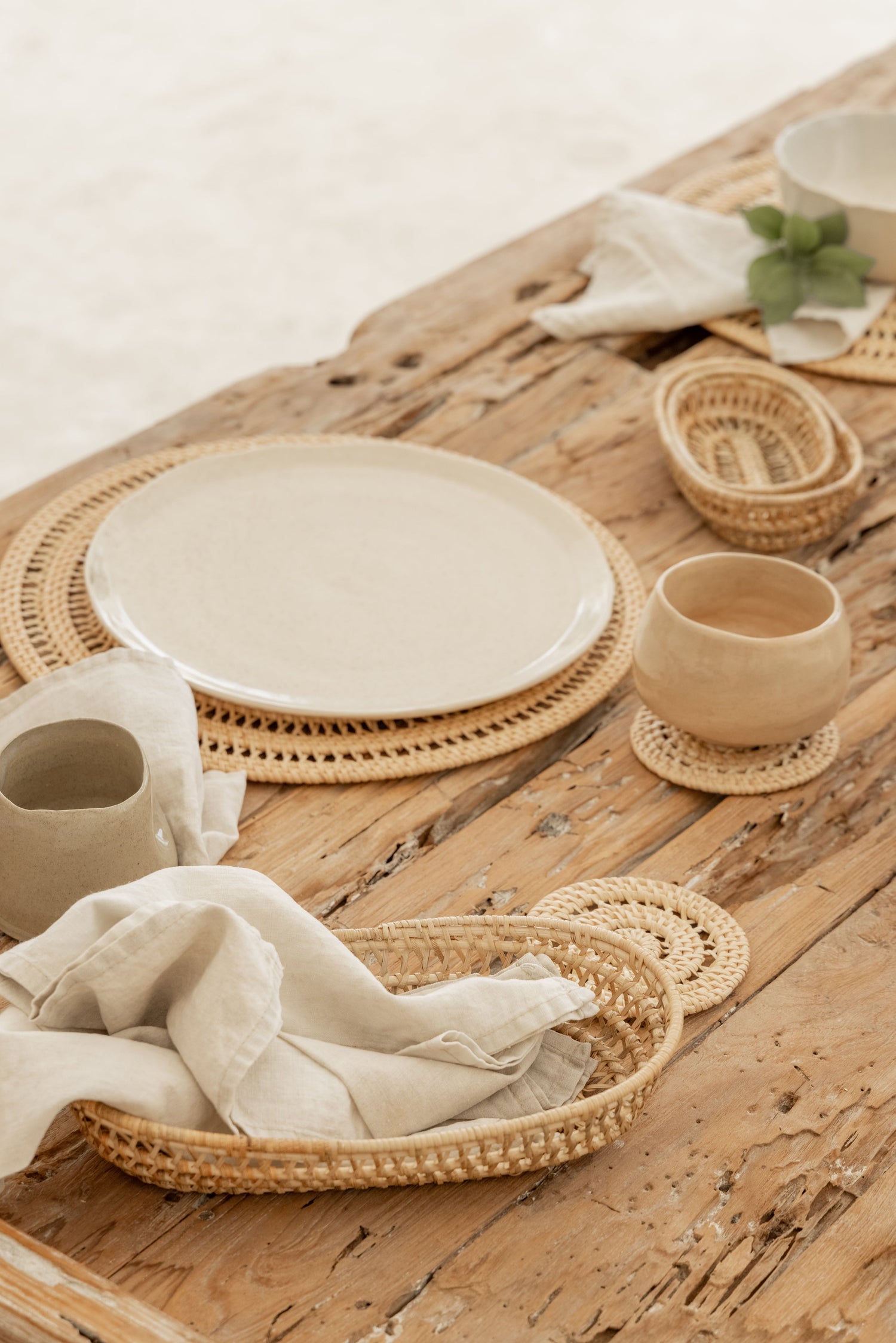 Oval Rattan Basket Set - 3 Piece