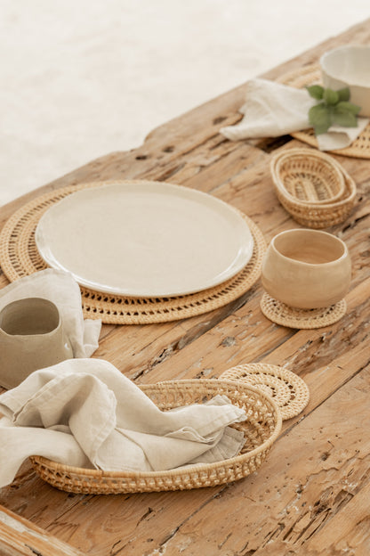 Oval Rattan Basket Set - 3 Piece