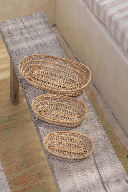 Oval Rattan Basket Set - 3 Piece