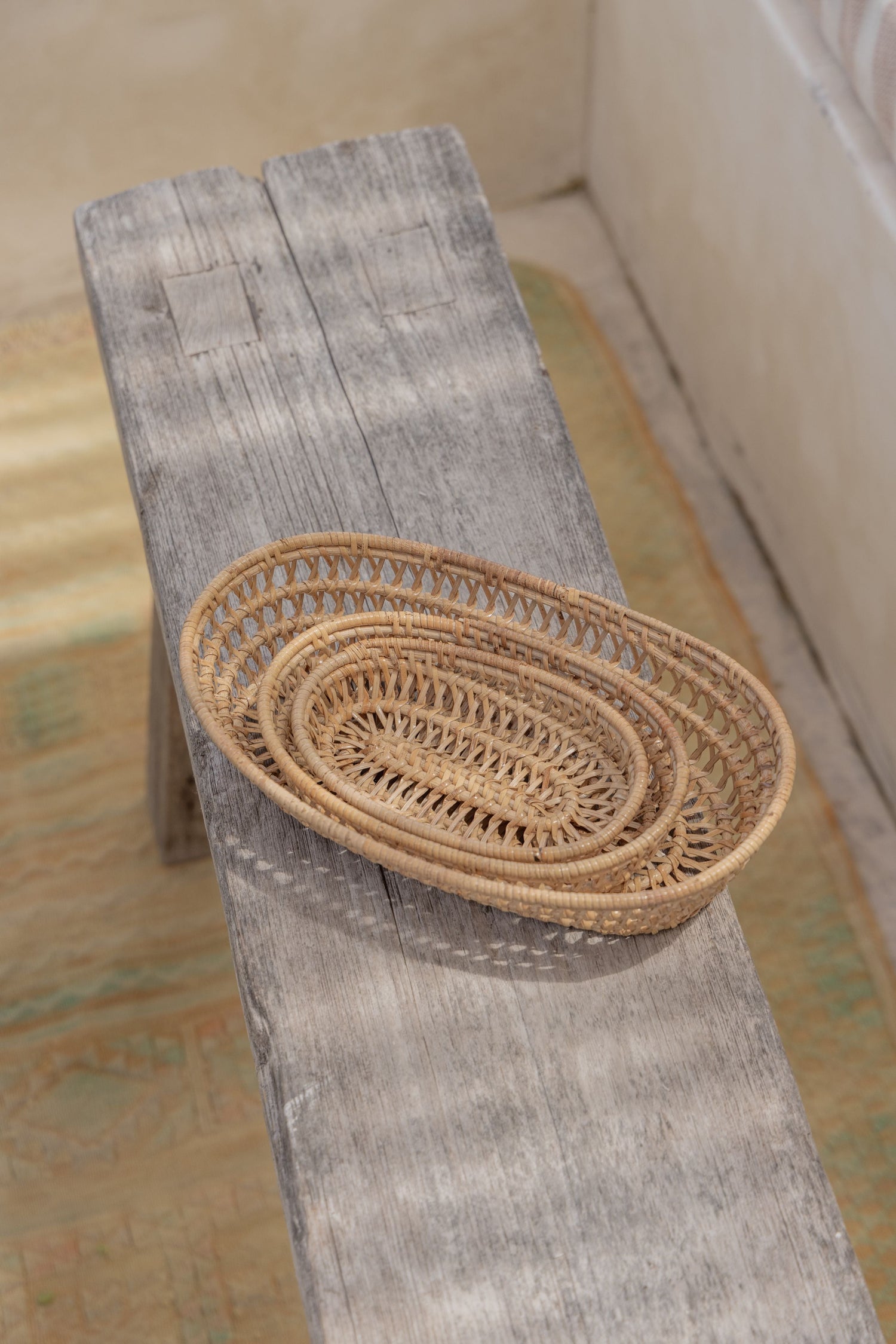 Oval Rattan Basket Set - 3 Piece