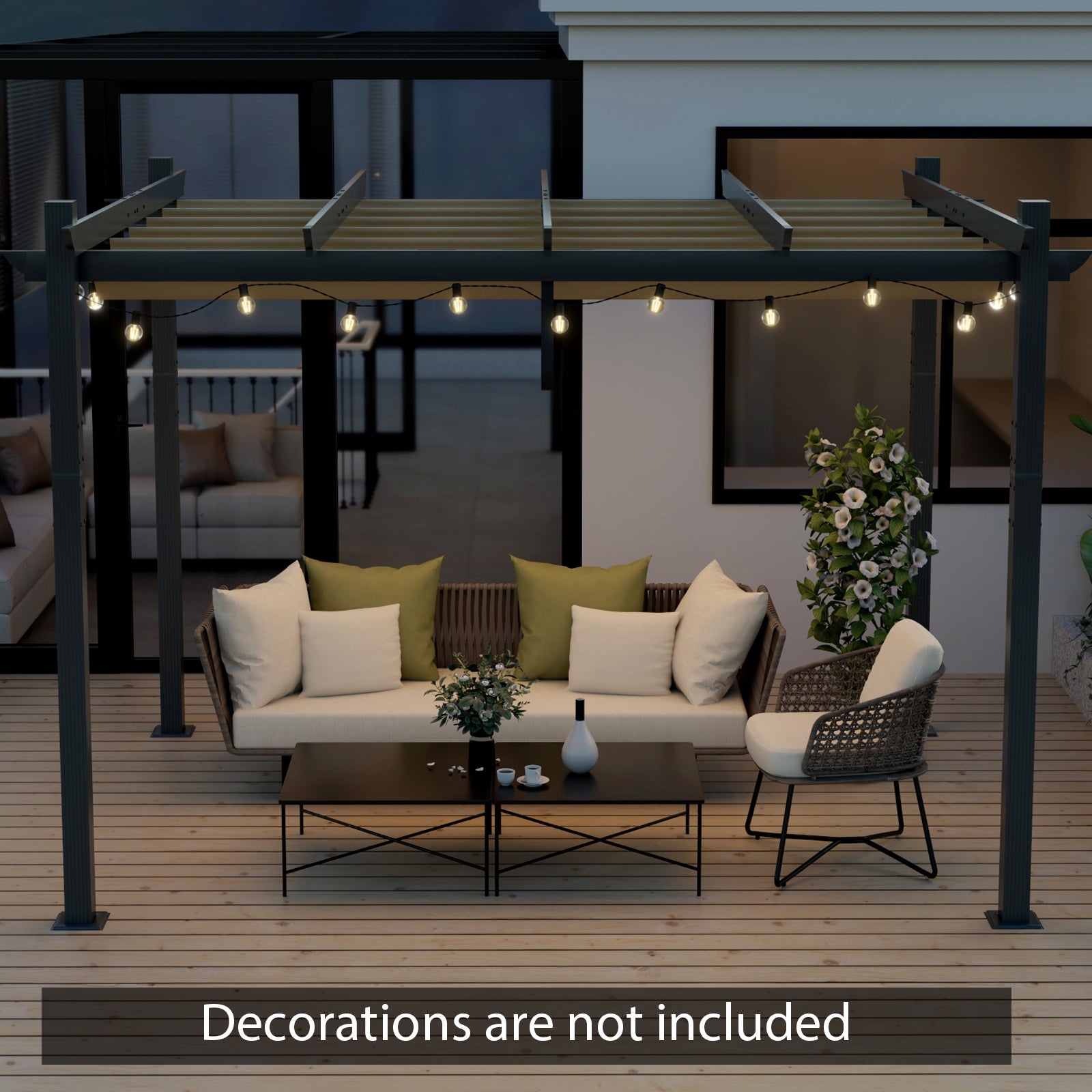 10 x 12 Feet Outdoor Pergola with Retractable Canopy - 3 Colors