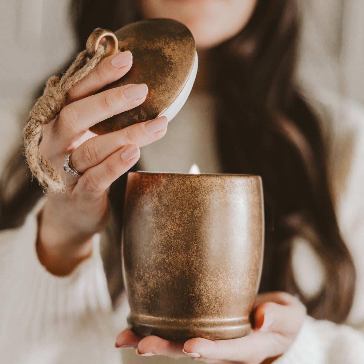 Holiday Soy Candle - Antique Gold Bell Jar - 13.5 oz