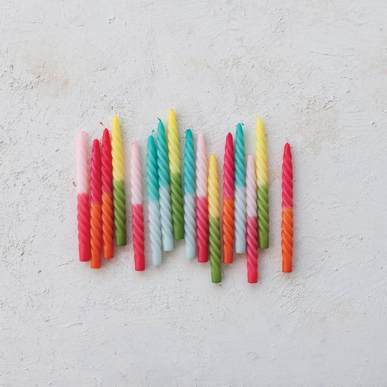 Ombre Green &amp; Yellow Unscented Twisted Taper Candles | Set of 2