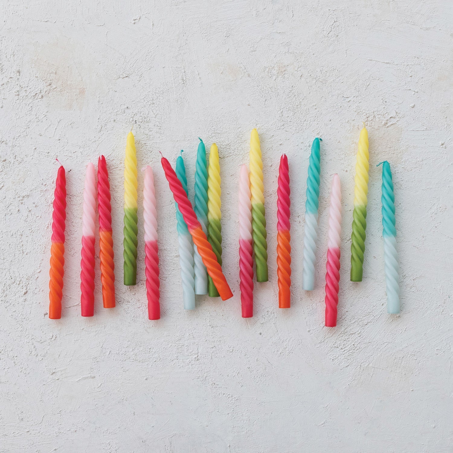 Ombre Fuchsia &amp; Orange Unscented Twisted Taper Candles | Set of 2