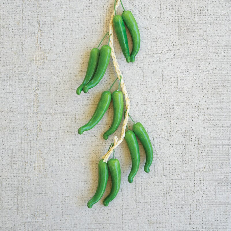 String of Artificial Green Serrano Peppers