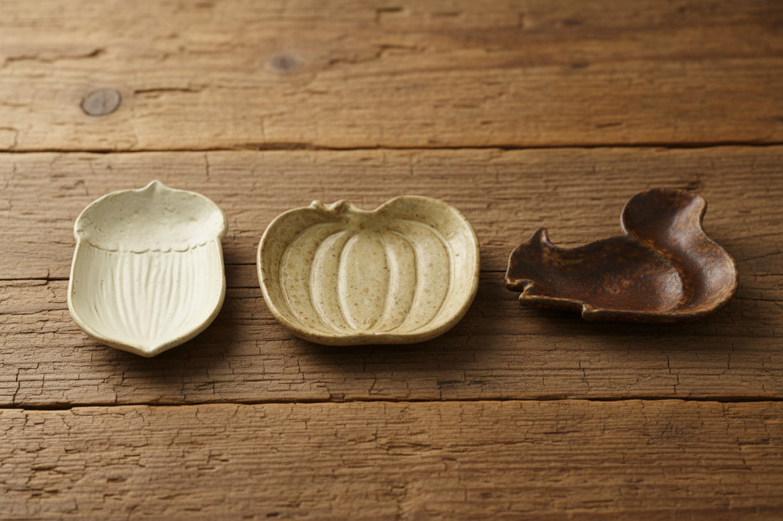 Stoneware Squirrel/Acorn/Pumpkin Shaped Trinket Dishes
